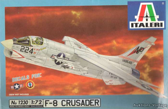 RARITÄT F 8 CRUSADER ITALERI 1230 MODELLBAU BAUSATZ 172 FLUGZEUG