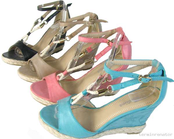 Wedges Softeisfarben Riemchen Sandalen Sandaletten Espadrilles