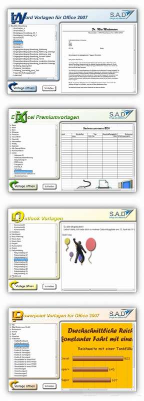 Excelente Vorlagen für Office 2000 2010 Word, Excel, Outlook 