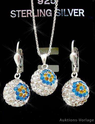 925 echt Silber Nazar Schmuckset mit Swarovski Stein  3 Teilig+925