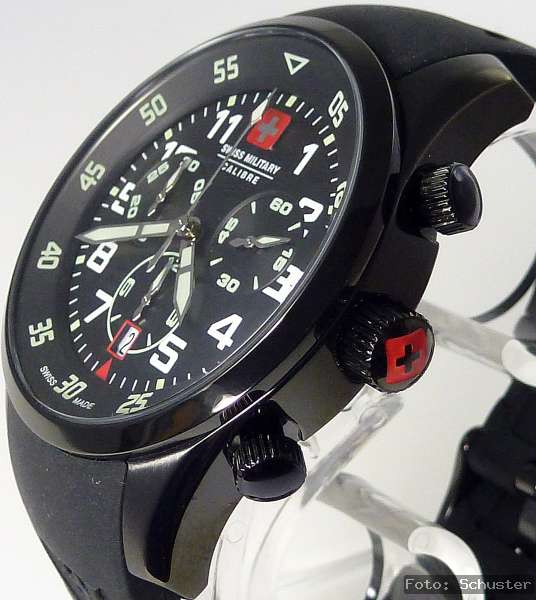 SWISS MILITARY Calibre Herren Uhr Chrono Chronograph NEU schwarz