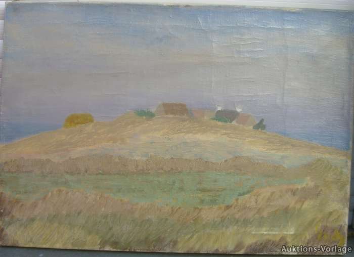 Getreidefeld mit Bauerndorf sig. Gody ? impressionistisches