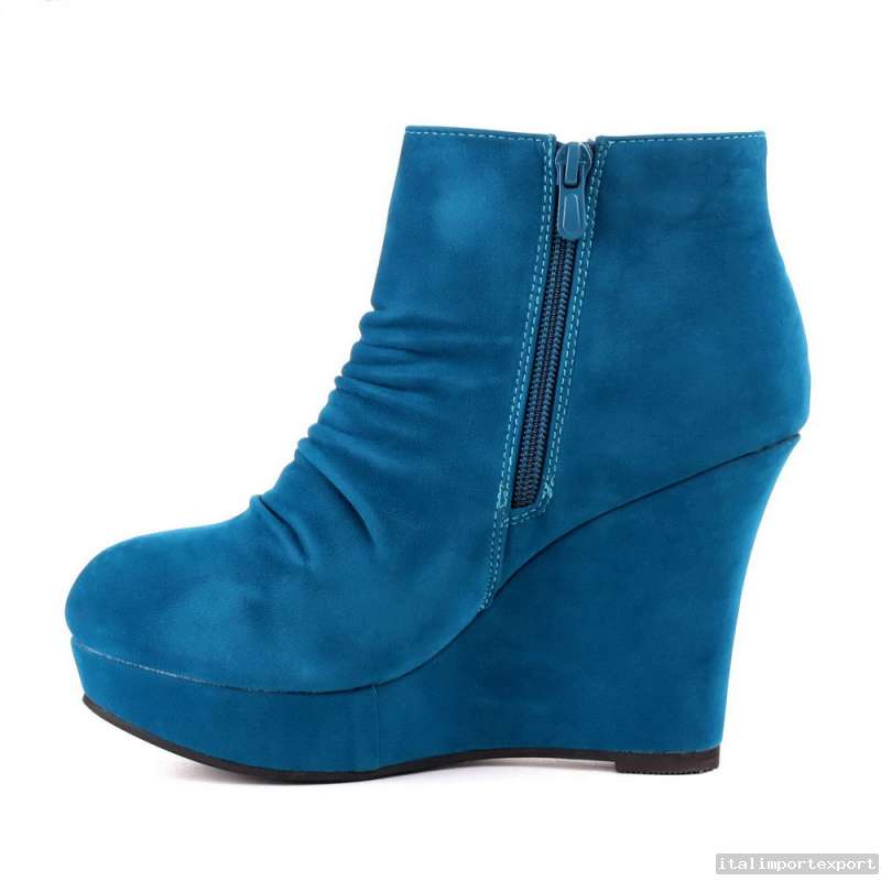 Designer Keilabsatz Damenstiefelette Ankle Boots 7773 green